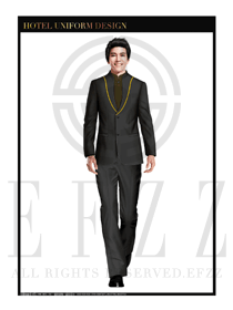 典雅黑男款職業套裝大堂經理制服設計圖998