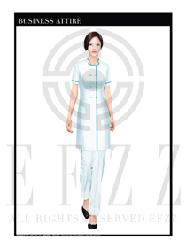白色白大褂款按摩技師制服設計圖1376
