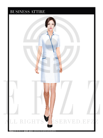 時尚白色短袖長裙款按摩技師服裝款式設計圖1381