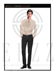 時尚卡其色襯衫款酒店大堂服裝款式設計圖1003