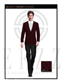 棗紅色男款西服套裝大堂經理制服設計圖1004
