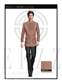 時(shí)尚黃色立領(lǐng)職業(yè)裝男款酒店大堂服裝款式設(shè)計(jì)圖1009