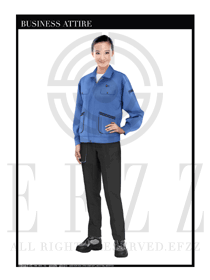 天藍(lán)色女款長(zhǎng)袖車(chē)間工作服裝制服設(shè)計(jì)圖1104