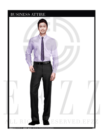 淺紫色男款職業裝長袖襯衫制服設計圖273
