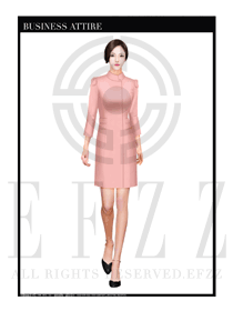 粉紅色長袍款按摩技師制服設計圖1388