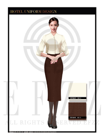 卡其色修身款大堂經理制服設計圖1012