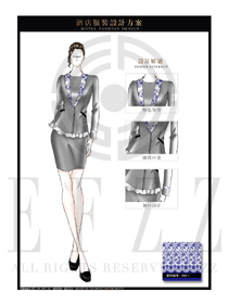 時尚淺灰色短裙款職業裝大堂經理制服設計圖1016