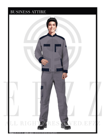 灰色男款長袖車間工作服款式設(shè)計圖1115