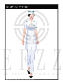時尚白色短袖修身款按摩技師服裝款式設(shè)計(jì)圖1393