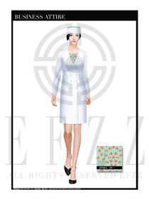 白色短袖長袍修身款按摩技師制服設(shè)計圖1396