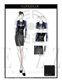黑色馬甲修身款酒店大堂服裝款式設計圖1024