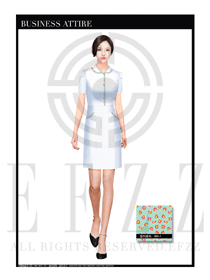 時尚白色花邊短袖長裙款按摩技師制服設計圖1400