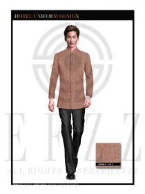 時尚黃色男款中餐迎賓服裝款式設計圖809