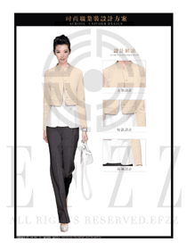 時尚卡其色修身款女秋冬職業裝服裝款式圖1415