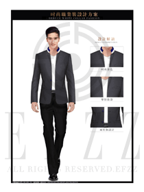 灰色圓領修身版男職業裝西服服裝款式圖422