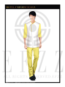 時尚橙黃色男款中餐廳服務(wù)員制服設(shè)計圖1756