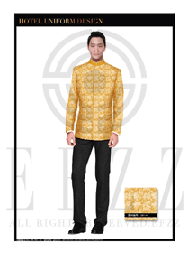 金色百合花男款中餐服務員服裝款式設計圖1759
