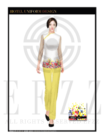 時尚白色圓領女款中餐廳服務員制服設計圖1762