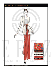 卡其色男款酒店中餐迎賓制服設計圖824