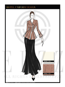 淺咖色女款酒店中餐迎賓制服設計圖826