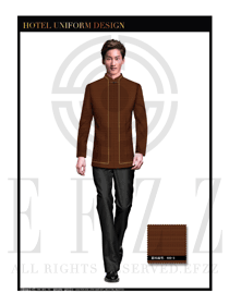 深咖啡色男款中餐服務員制服款式設計圖1773