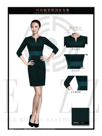 時(shí)尚墨綠色修身款專賣店?duì)I業(yè)員制服設(shè)計(jì)圖1511