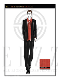 時尚原創(chuàng)手繪男款中餐服務(wù)員制服款式設(shè)計圖1789