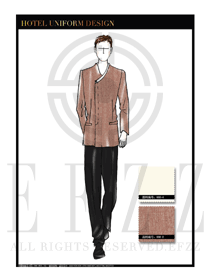 淺咖色男款中餐服務(wù)員制服款式設(shè)計(jì)圖1796