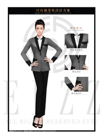 時尚灰色女秋冬職業裝制服設計圖1460