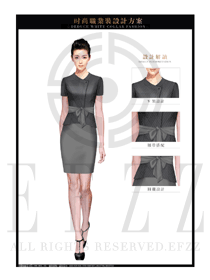 新款灰色女職業(yè)裝夏裝制服設(shè)計(jì)圖726