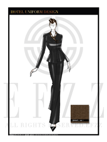 原創(chuàng)手繪女款中餐服務(wù)員制服款式設(shè)計(jì)圖1805