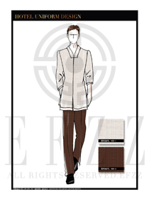 卡其色男款長袖中餐服務員服裝款式圖1807