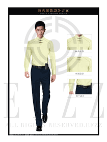 淺黃色長袖襯衫男款星級酒店門童服裝款式圖1244