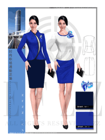 時尚白色套裙款專賣店營業員制服設計效果圖1568