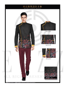 時尚深灰色長袖男款酒店大堂經理制服設計圖1072