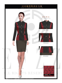 原創新款酒紅色職業套裙款酒店大堂經理制服款式圖1086