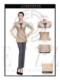 原創設計卡其色女款酒店大堂經理制服款式圖1110