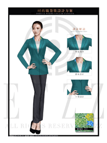 新款墨綠色修身款酒店大堂經理制服設計圖1118