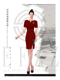 酒紅色連衣裙款女職業裝夏裝服裝款式圖731