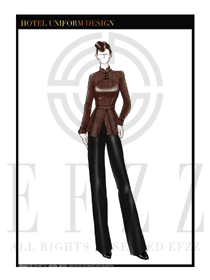 原創設計棕色女款中餐服務員制服設計圖1819