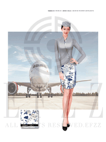 新款服裝設計青花瓷旗袍款空姐制服款式效果圖800