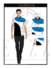 時尚藍(lán)色男職業(yè)裝T恤制服設(shè)計圖105