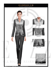 時尚淺灰色長袖女款中餐服務員制服款式圖1895