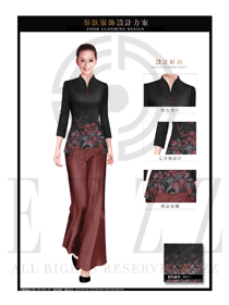 時尚長袖女款中餐服務員制服款式圖1916