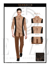 新中式卡其色男款中餐服務(wù)員制服款式圖1921