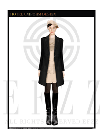 經典黑色女職業裝大衣服裝款式效果圖174