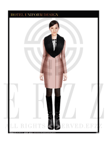 新款粉紅色女職業裝OL大衣制服款式效果圖179