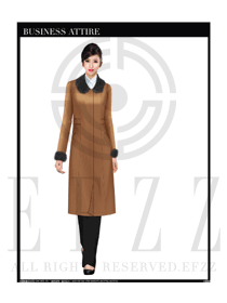 淺棕色女職業裝大衣服裝款式效果圖185