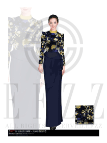時(shí)尚長(zhǎng)裙款西餐咨客服裝設(shè)計(jì)圖507