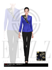 原創制服設計藍色女款酒店大堂服裝款式圖1071